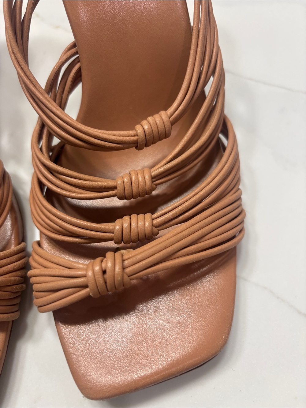 Joie Tan Strappy Knot-Detail High Heel Sandals - Picture 4 of 13